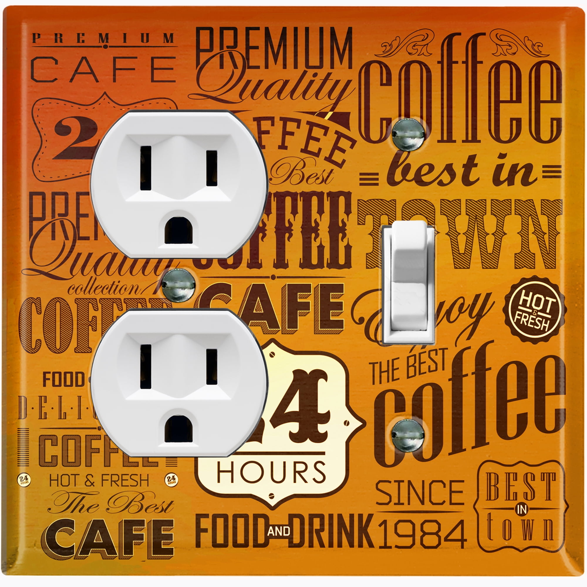 Metal Light Switch Wall Plate Outlet Cover (Coffee Cafe Diner Sign ...