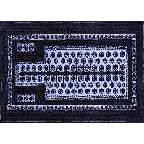 Ahgly Company Machine Washable Indoor Rectangle Oriental Blue Industrial Area Rugs, 2' x 4'