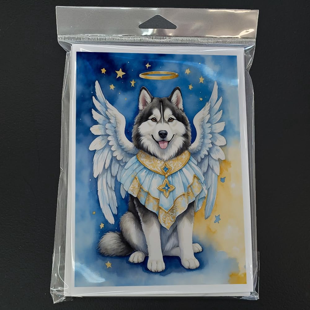 Alaskan Malamute My Angel Greeting Cards Pack of 8 7 in x 5 in