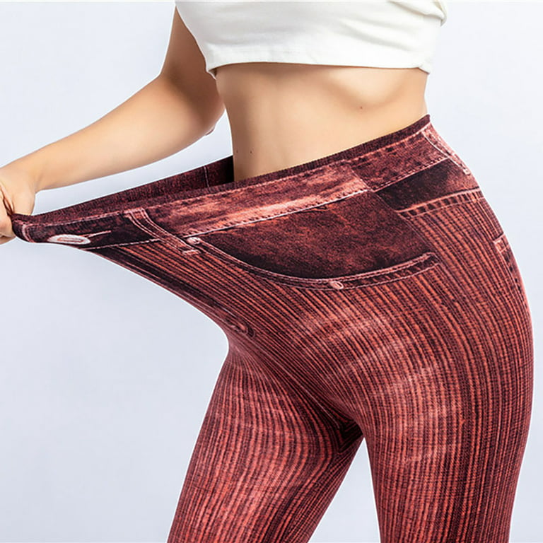 Henpk Womens Plus Size Clearance Under 10 Fashion Women Pants Casual Pocket  Slim Leggings Fitness Leggins Length Jeans Red M 