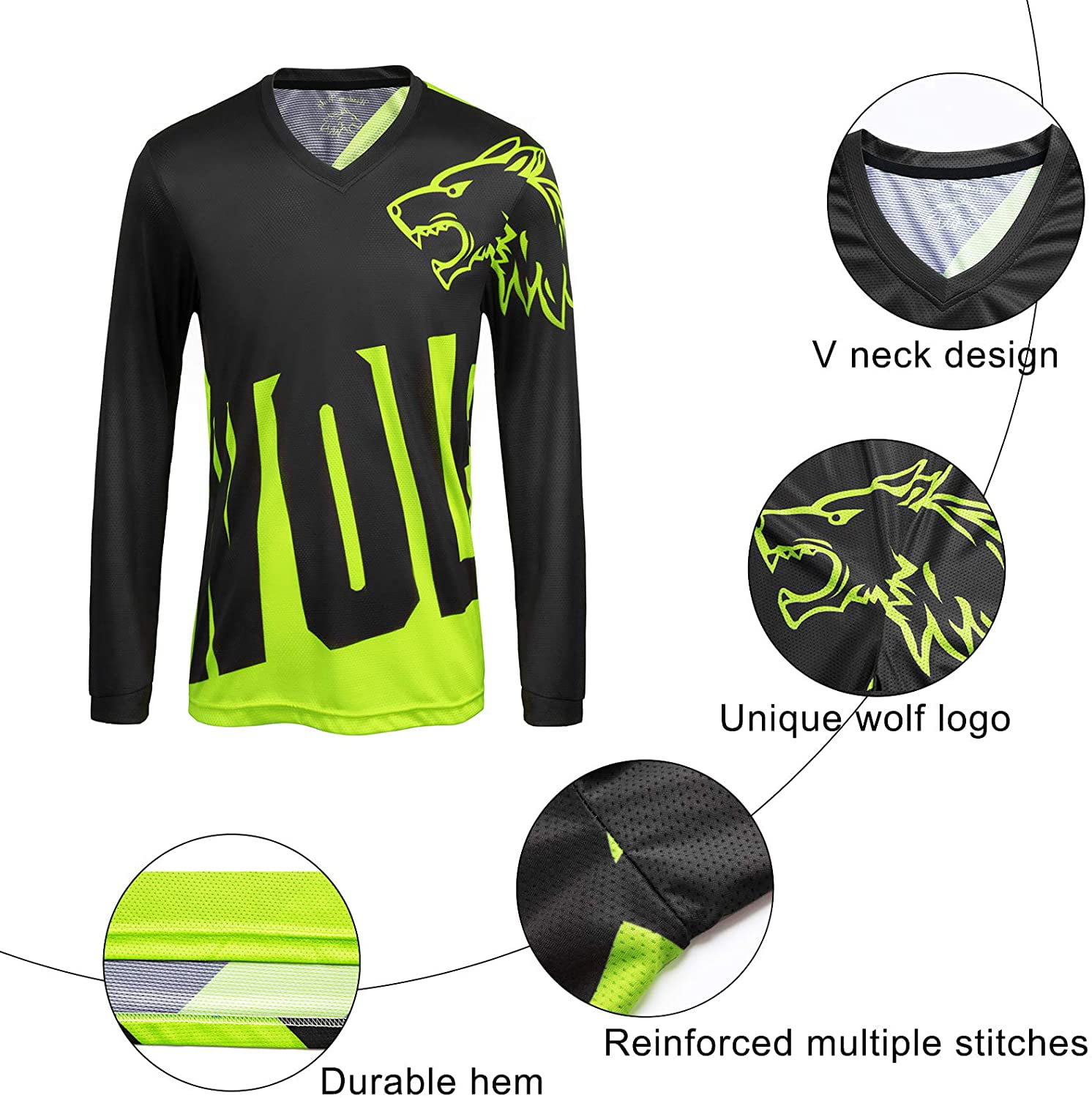 Men's Mountain Bike Jersey Long Sleeve Off-Road Jersey Downhill&Motocross Shirts Breathable/Moisture-Wicking