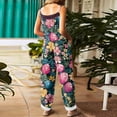 thumbnail image 4 of Fgvctg Womens Easter Jumpsuit Wide Leg Pant Easter Eggs Spaghetti Straps Dressy Bunny Print Jumpsuit Sleeveless Bib Overalls Spring Romper Clothing With Pockets Army Green 2XL, 4 of 4