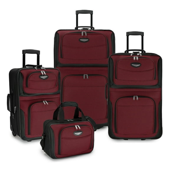 Travel Select Amsterdam Expandable Rolling Upright Luggage, Burgundy, 4-Piece Set (16/21/25/29)