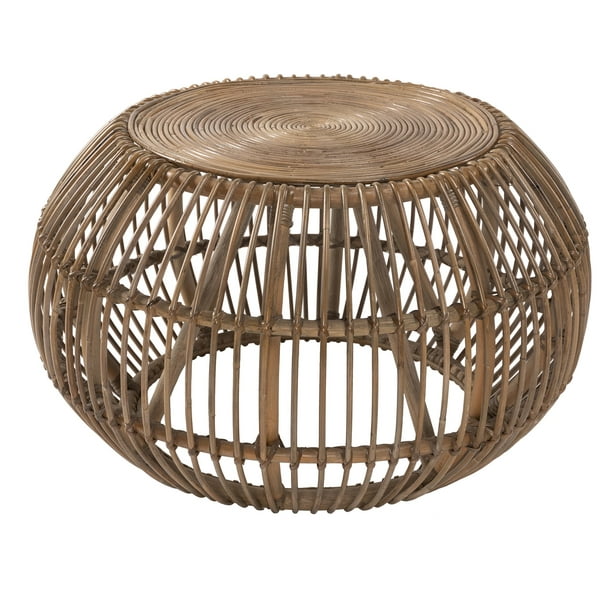 Handwoven Round Rattan Coffee Table, Concentric Circles Coffee Tables