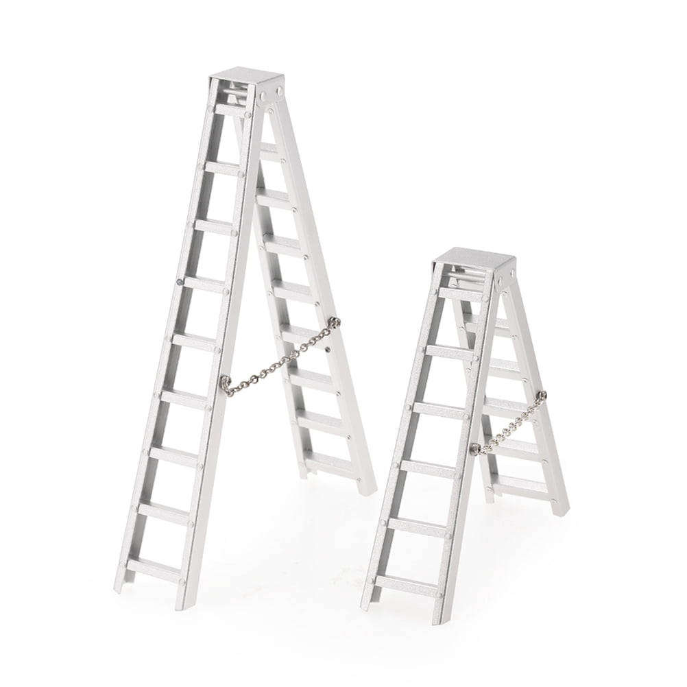 WRITWAA Herringbone Ladder for RC Cars Plastic Simulation Ornament Durable ABS Silver 100mm for 1/10 Crawler