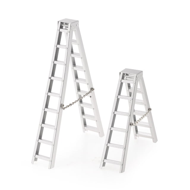 WRITWAA Herringbone Ladder for RC Cars Plastic Simulation Ornament Durable ABS Silver 100mm for 1/10 Crawler