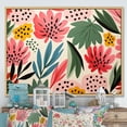 thumbnail image 2 of Designart "Tropical Jungle Reverie Pink Florals II" Extra Large Floral Framed Wall Art - Traditional Pink Palms & Palm Trees Hallway Framed Wall Art Decor, 2 of 7