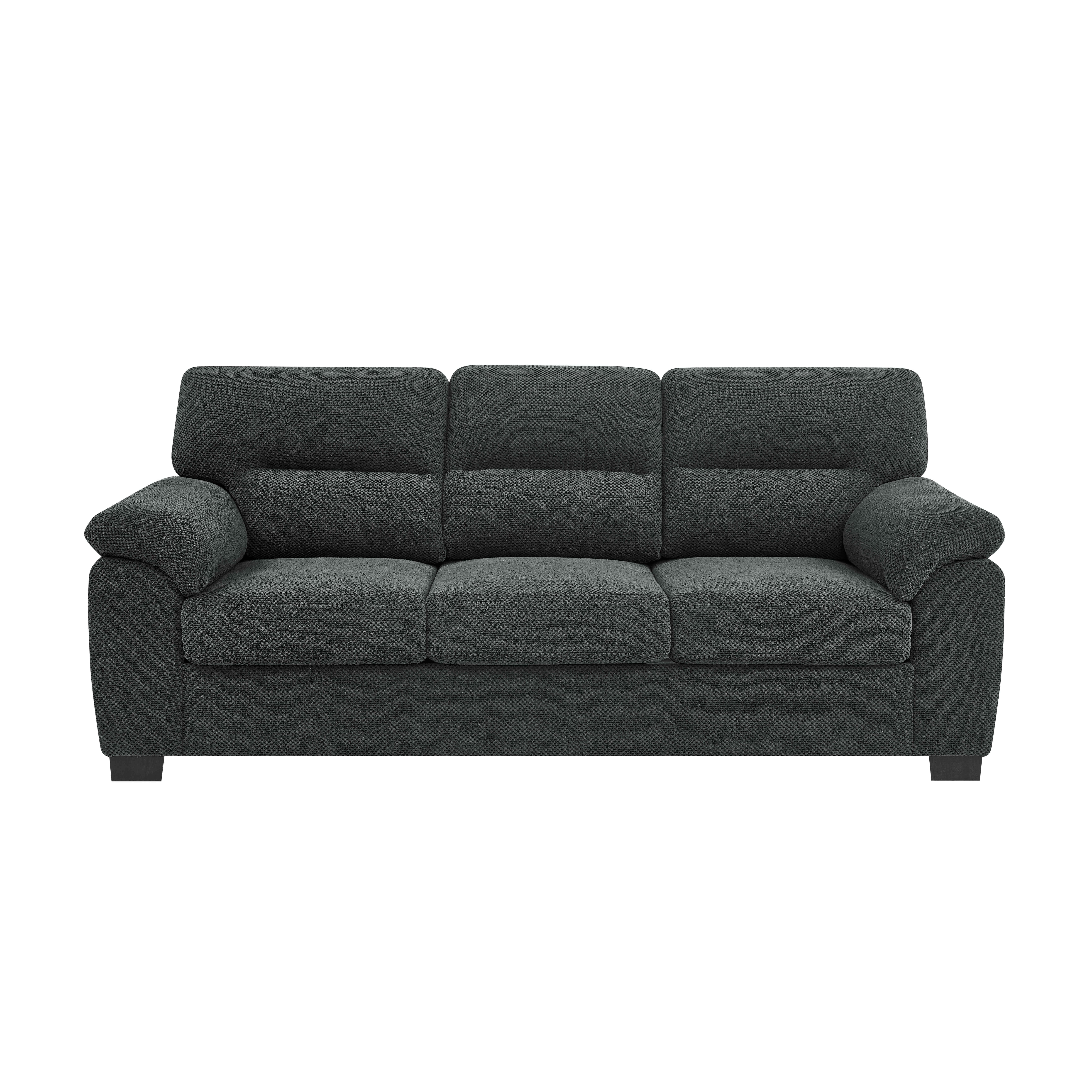 MAYEERTY 81 Inch 3‑Seater Sofa, Modern Textured Fabric Couch with Plush Track Arms & Solid Wood Frame for Living Room