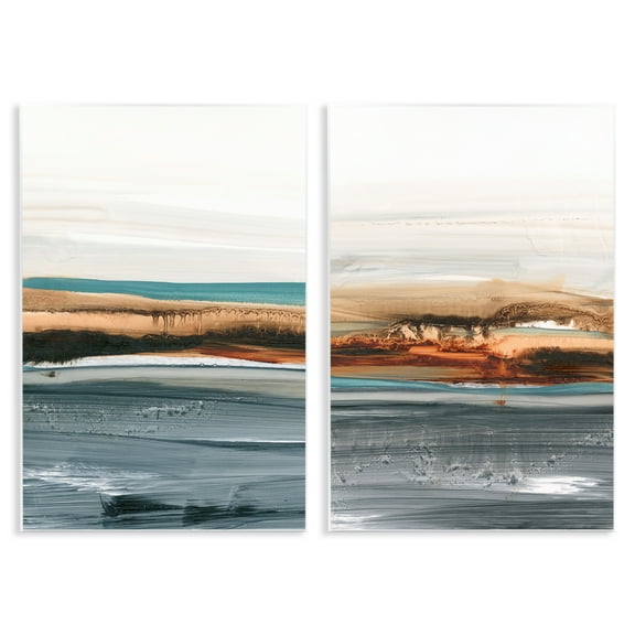 Stupell Industries Coastal Beach Impression Abstract Painting Unframed Art Print Wall Art, 10 x 15, Set of 2