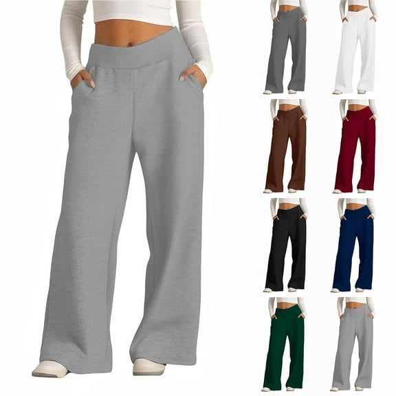 Tqyyweavej Womens Sweatpants Wide Leg Open Bottom Lounge Trousers Athletic Workout Joggers Sweat Pants with Pockets Gifts for Women