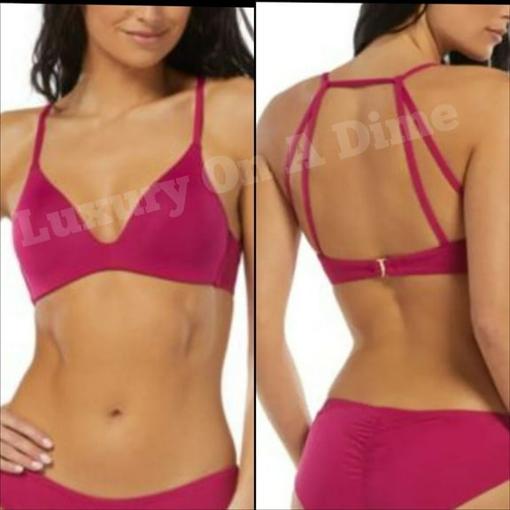 Vince Camuto Womens V-Neck Beachwear Bikini Swim Top Purple Medium