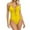 Yellow, variant on Sexy Lace Up 1 Piece Swimsuit Deep V Neck Bathing Suits Pink Womens Swimsuits