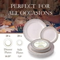 thumbnail image 5 of PARTY DISPOSABLE 40 PC DINNERWARE SET | 20 Dinner Plates | 20 Salad or Dessert Plates | Heavy Duty Plastic Dishes | Elegant Fine China Look | for Upscale Wedding and Dining (Ocean Mist - Ivory/Gold), 5 of 7