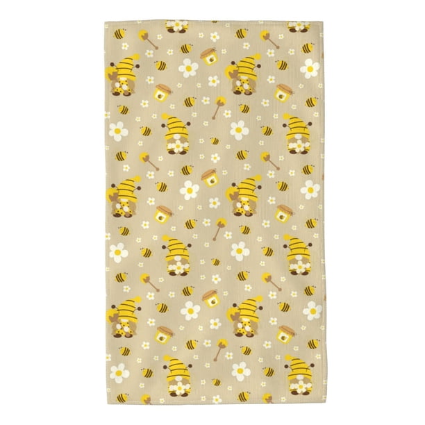 Balery Cute Bee Gnomes Toalla de Microfibra Premium con Estampado – 27.5x16 pulgadas, Alta Absorción, Suave y Aterciopelada, Secado Rápido
