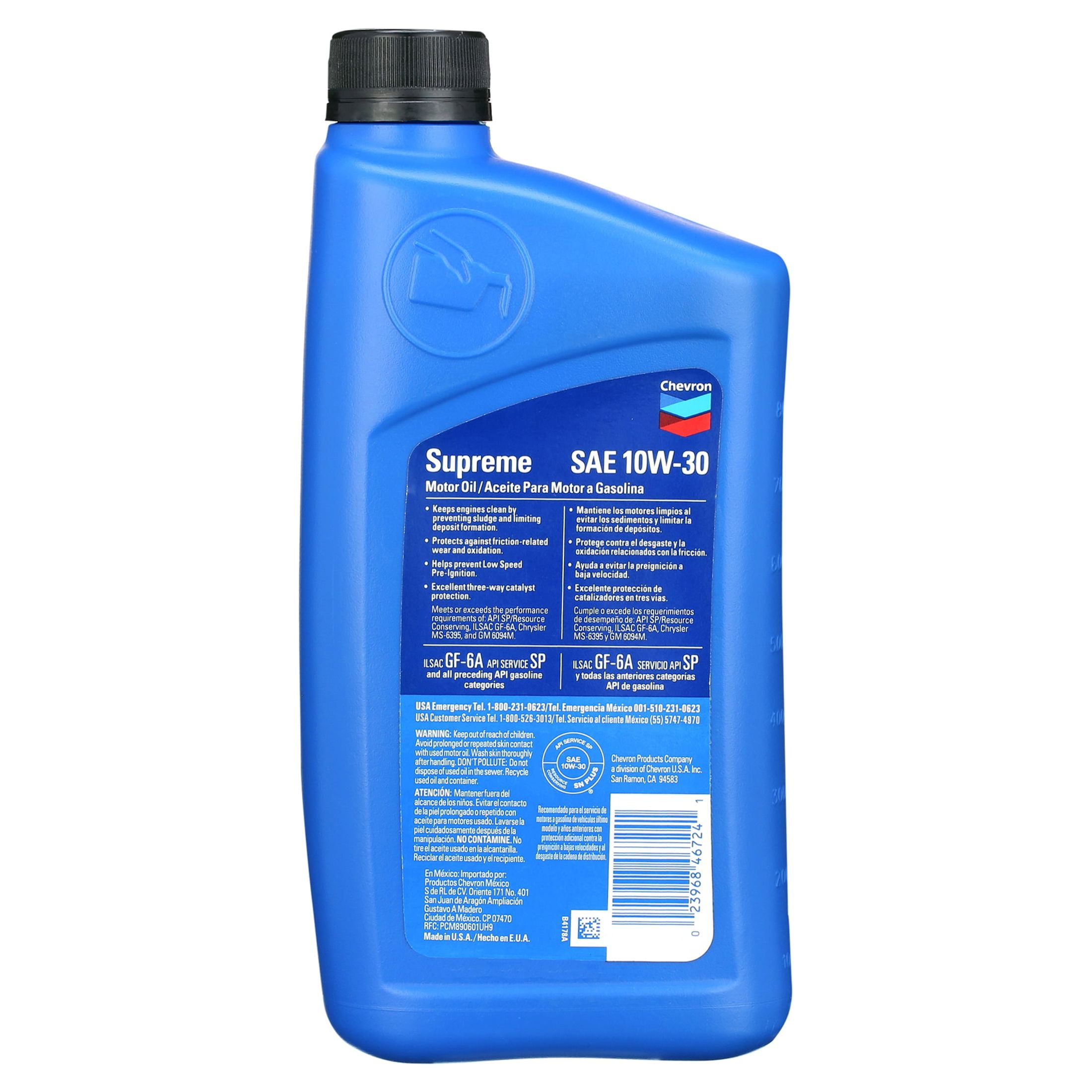 Chevron Supreme Motor Oil 10W-30, 1 Quart - Walmart.com