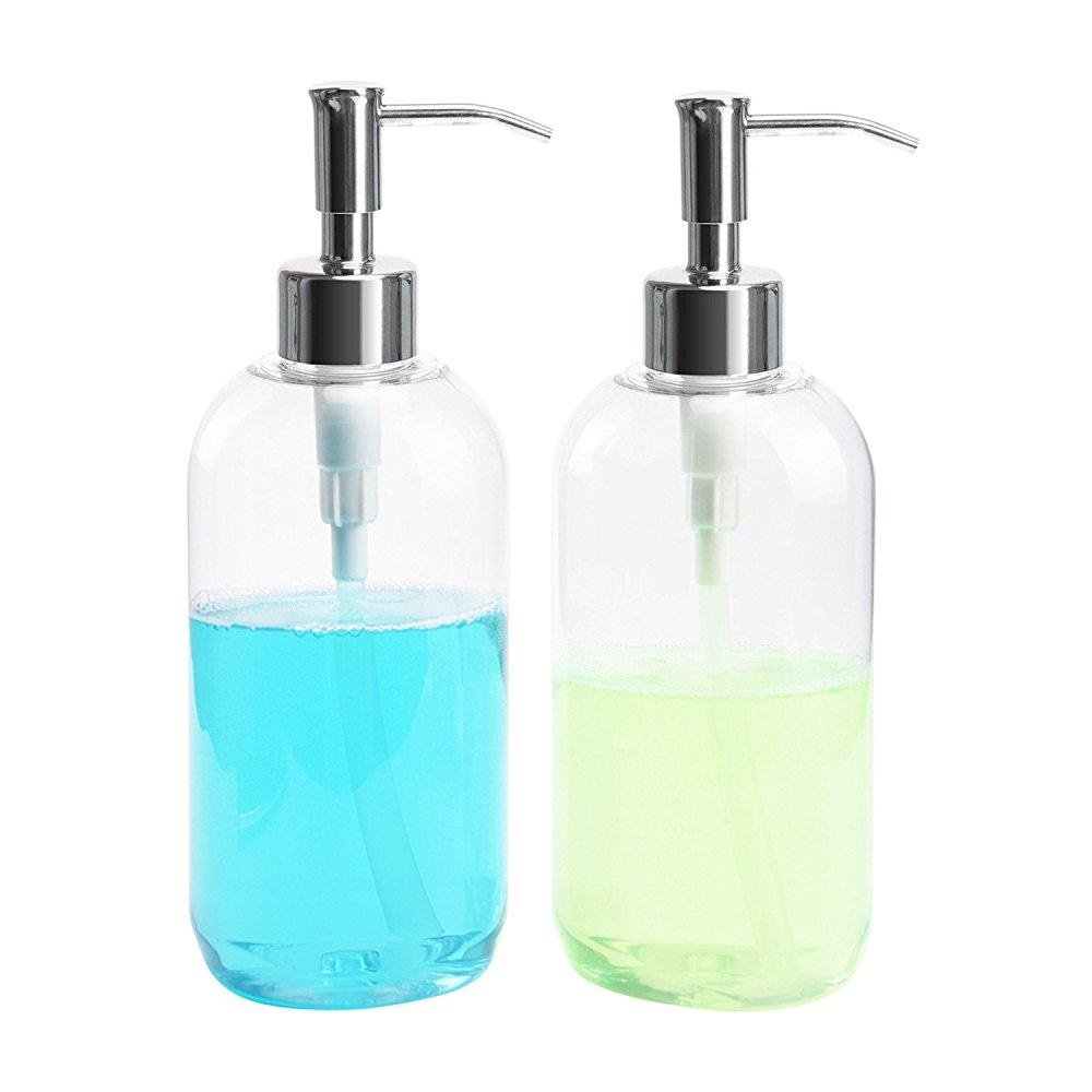 ulg soap dispensers bottles 16oz countertop lotion clear with stainless steel pump empty bpa