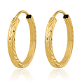 thumbnail image 3 of 14K Solid Yellow Gold Square Tube Endless Round Small Hoop Earrings, 3 of 10