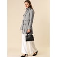 thumbnail image 3 of Abrigo de invierno con cinturón y bolsillos con doble botonadura y cuello alto para mujer gris M, 3 of 7