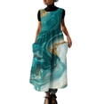 thumbnail image 2 of Uootdi Robes Tablier pour Femmes Col Rond Sans Manches Imprimé Floral Poche Robes Maxi Boho Légères Amples Robes Chasuble Cadeau, 2 of 7