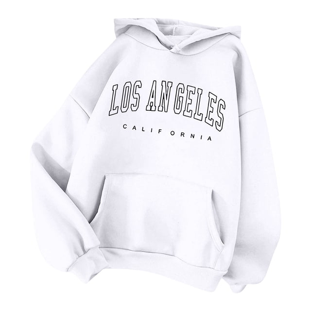 GPOECD Sweat à Capuche Mode Automne Hiver pour Femmes avec Imprimé Lettre pour Style et Confort, Blanc, G