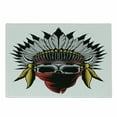 thumbnail image 1 of Skull Cutting Board, Skull Sketch with Feathers and Veil American Work of Art Print, Decorative Tempered Glass Cutting and Serving Board, Small Size, Red Grey Yellow, by Ambesonne, 1 of 1