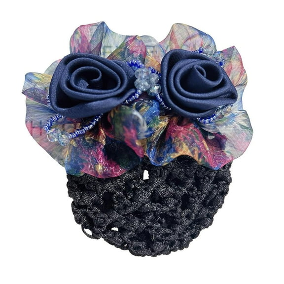 XINYUAN Flower Snood Net Women Hair Clip Hair Bun Cover Hairnet Barrettes Net Snood Hairnet Spring Hairpin Flower Decor Gift for Mother's Day Birthday E3T1