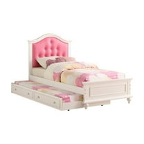 Benjara Cherub Twin Size Bed With Trundle In Pink And White-Color:Pink & White