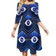 thumbnail image 1 of Vestido con escote cuadrado de color azul ojos, bonito vestido holgado con estampado elegante para fiesta en la playa, estampado abstracto gráfico geométrico azul, 1 of 6