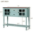 thumbnail image 3 of "Sideboard Console Table with Bottom Shelf, Farmhouse Wood/Glass Buffet Storage Cabinet Living Room (Retro Blue)", 3 of 9
