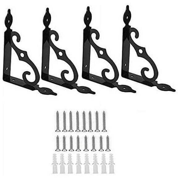 BUZIFU 140mm x 110mm Black Floating Shelves Iron Brackets, 4 Count