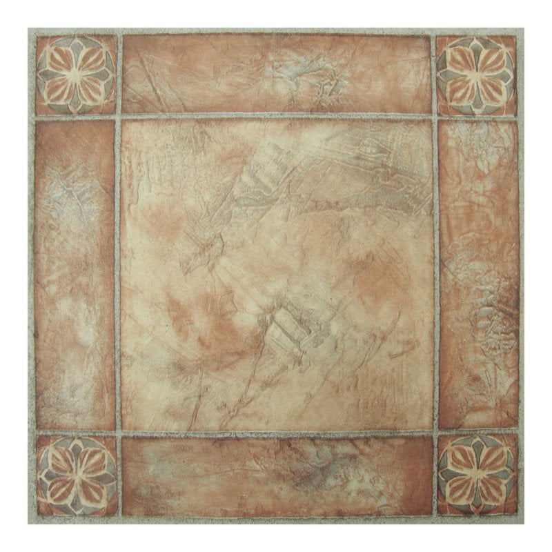 Achim Sterling 12'x12' 1.2mm Peel & Stick Vinyl Floor Tiles 20 Tiles/20 Sq. Ft. Spanish Rose