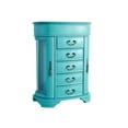 thumbnail image 2 of Hives and Honey Daphne Oval Wooden Jewelry Organizer Chest with Vanity Mirror and Glass Doors for Women in Antiqued Turquoise Finish, 2 of 5