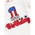 thumbnail image 6 of Suealasg Baby Girls 4th of July Outfits Short Sleeve Letter Embroidery Romper Tops Star Stripe Print Shorts Set 2pcs Newborn Summer Independence Day Clothes, 6 of 8