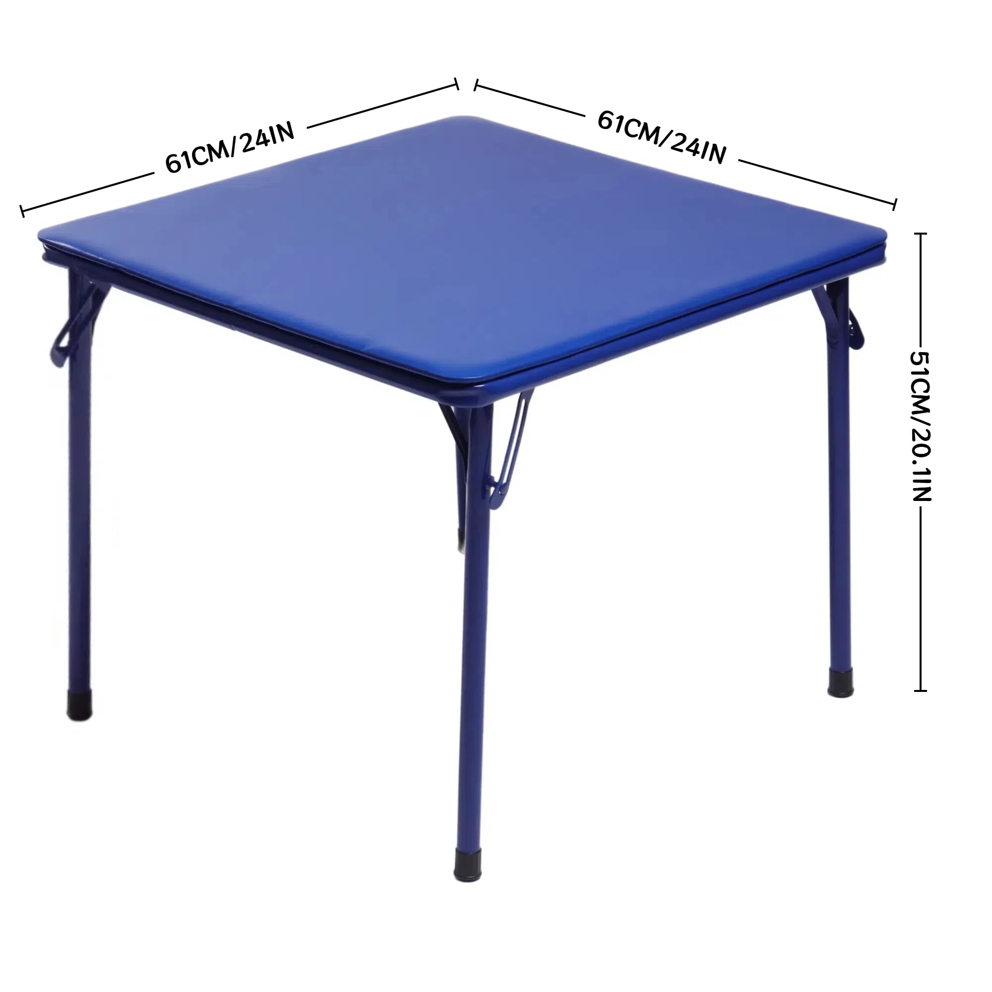 Colorful Kids Table and Chairs Set, Folding Metal Frame Activity Table with 4 Chairs, Compact & Space-Saving Playroom Furniture for Toddlers and Children