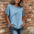 thumbnail image 3 of TGSLY Fringe Trim Linen Tops for Women Lightweight Soft Crew Neck Solid Color T-Shirt Relaxed Fit Dressy Casual Short Sleeve Blouses L, 3 of 9