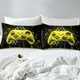 thumbnail image 4 of Erosebridal Gaming Gamer Twin Sheet Sets, Video Game Bedding Twin Size, Neon Gradient Gamepad Bedroom Decor, Black Yellow 3 Pieces, 4 of 7