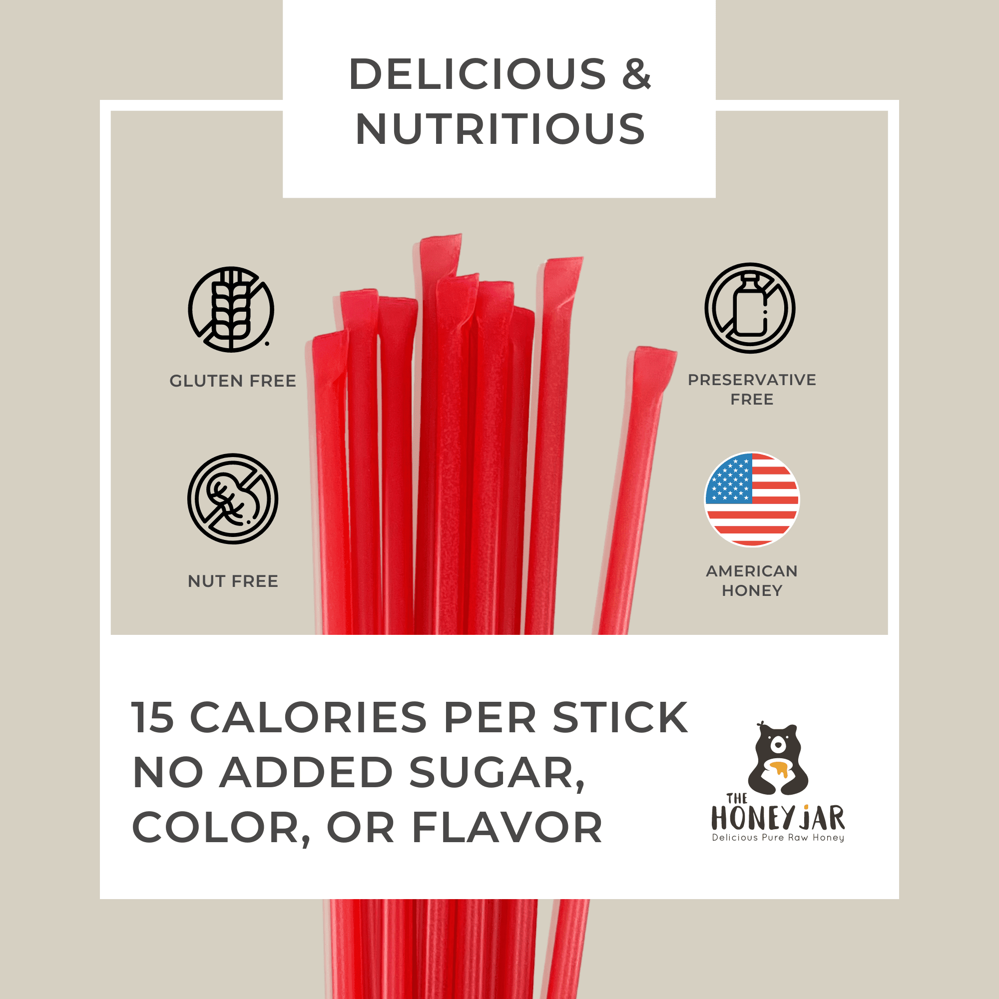 The Honey Jar - Cinnamon Flavored Honey Sticks - 100 Count Package