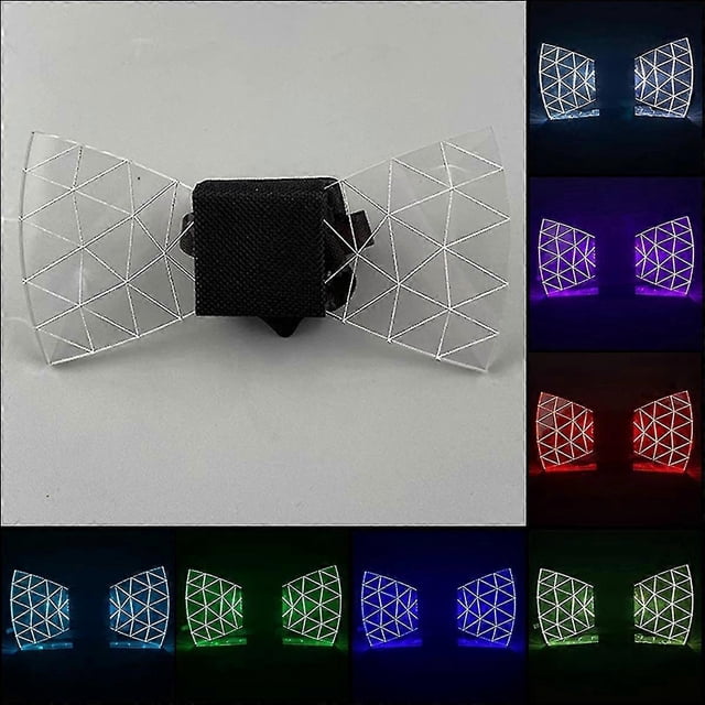 Pajarita acrílica con luces LED de colores que cambian de 7 colores, pajarita para hombre, pajarita con luces LED intermitentes, pajarita luminosa para fiesta