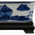 thumbnail image 2 of Oriental Furniture 8" Landscape Blue & White Porcelain Covered Jar, decorative item, 2 of 3