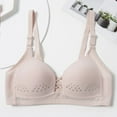 thumbnail image 2 of Elainilye Fashion Womens Bras Gathered Support Bra Wirefree Seamless Bra With Detachable Shoulder Straps Daily Bra,Pink, 2 of 3