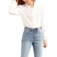 thumbnail image 3 of Women Dressy Casual Blouse Business Long Sleeve Tops Ruffle V Neck Work Shirt Fall Outfit White XL, 3 of 9