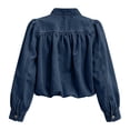thumbnail image 5 of Women's Jean Jacket Cropped Long Puff Sleeve Button Down Denim Jackets (BU1), 5 of 5