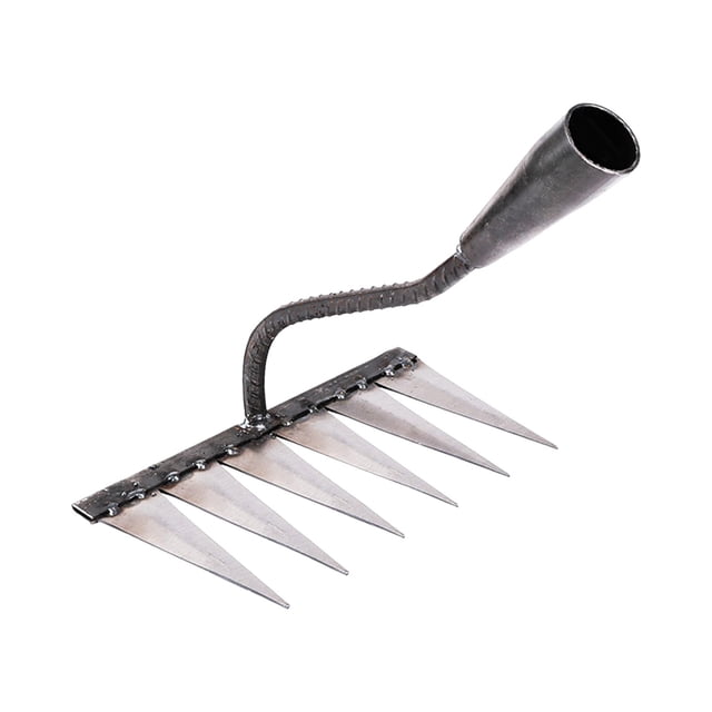 DOLITY Garden Rake Carbon Steel Agricultural Cultivator Rake Lawn/Leaf Rake Sharp Tines with 6 Tines