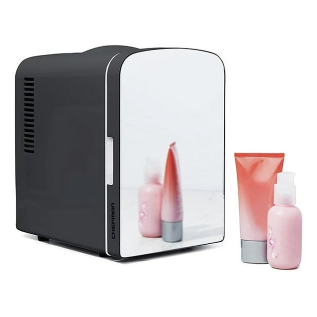 Mini refrigerador Chefman Portátil Con Puerta De Espejo 4lt