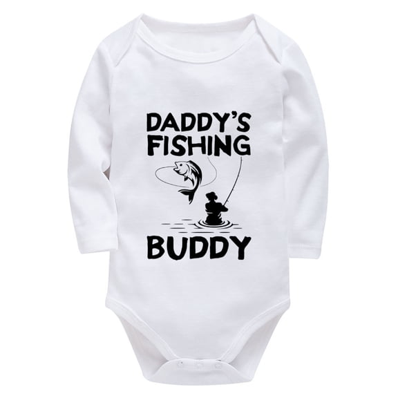 Daddy's Fishing Buddy Newborn Boho Girl Outfits Long Sleeve Summer Baby Romper White Baby Girl Welcome Home Outfit
