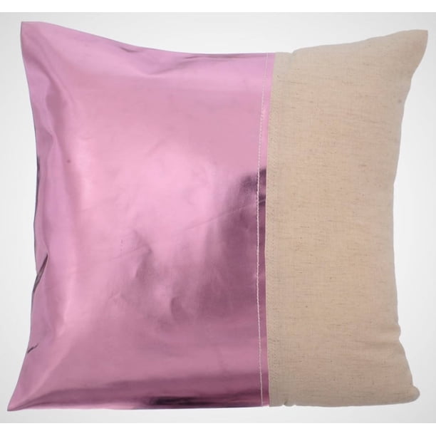 Funda de cojín para silla, fundas de almohada decorativas de 55 x 55 cm (22 x 22 pulgadas) en rosa, fundas de cojín de piel sintética, fundas de cojín hechas a mano, funda de cojín de patchwork -