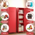thumbnail image 4 of 1 Door 51.3" Metal Locker Storage Cabinet, Kids Locker Changing Room, Steel Kids Wardrobe with 2 Adjustable Shelves and Hanging, Steel File Cabinet Organizer for School Gym Home Office, 4 of 7