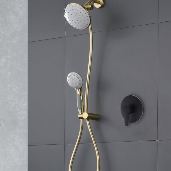 Black Shower Mixer Valve with Chrome Plating 2-Handle Bathroom Fixture for Overhead Shower