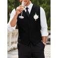 thumbnail image 3 of Coshow Men's Suit Vest Slim Fit Formal Business Waistcoat with Pocket Casual Dress Vest, 3 of 8