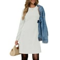 thumbnail image 3 of UVN Vestidos para Mujer Otoño Invierno Manga Larga Cuello Redondo Casual Jersey Sudadera Vestido con Abertura Lateral, 3 of 8